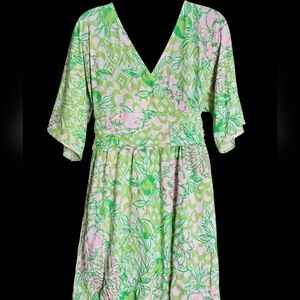 Lilly Pulitzer Green and Pink Floral Dress/Romper